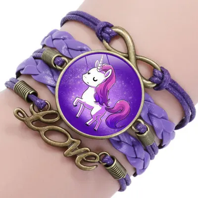 New fashionCartoon unicorn braided bracelet For child Accessories jewelry wholesale