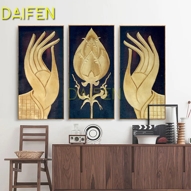 

DAIFEN 3 pcs Full Square / Round Drill 5D Diamond Painting “buddha lotus religion" Multi-photo combination Embroidery Gift