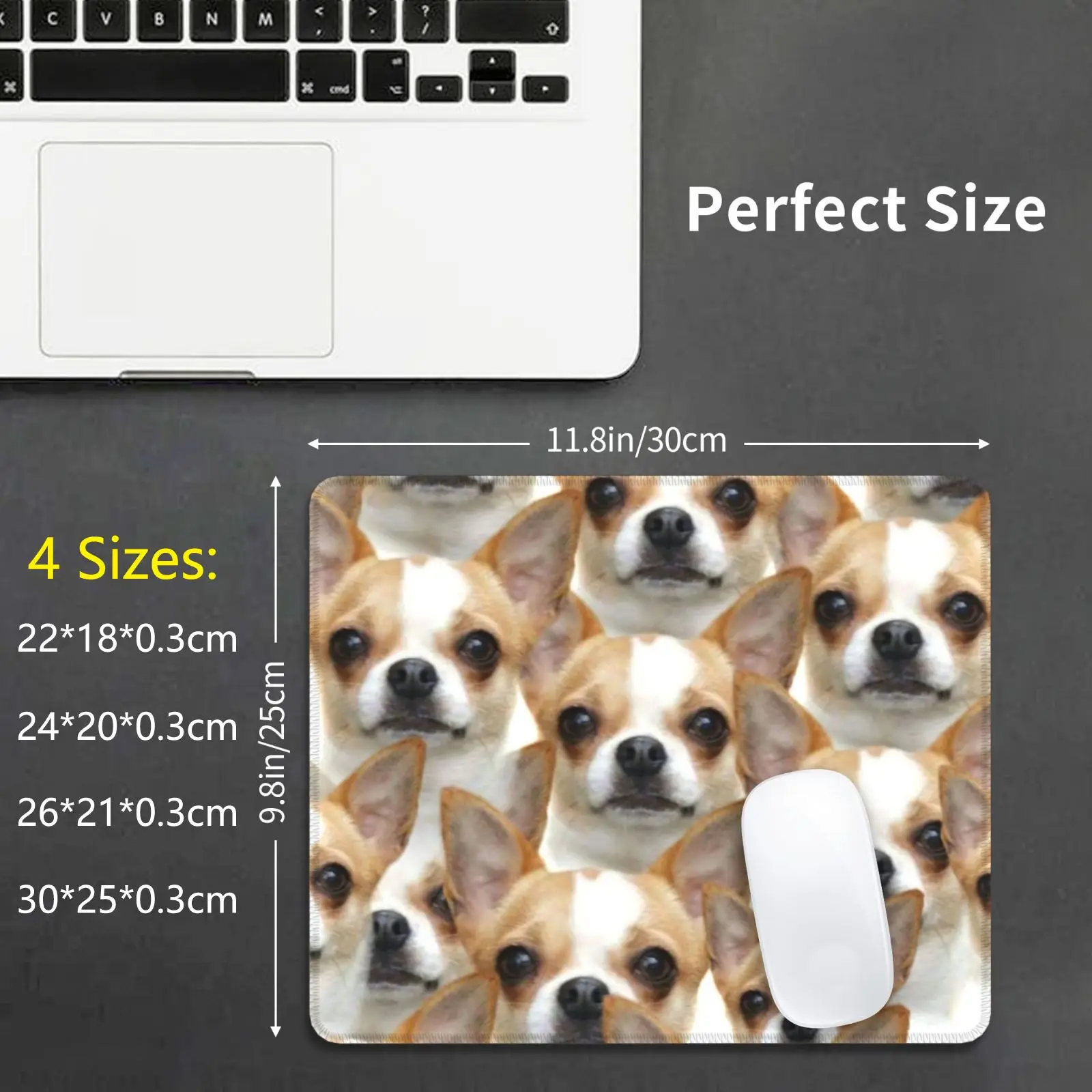 Engraçado chihuahua pup mouse pad diy impressão reutilizável engraçado bonito filhote de cachorro cães