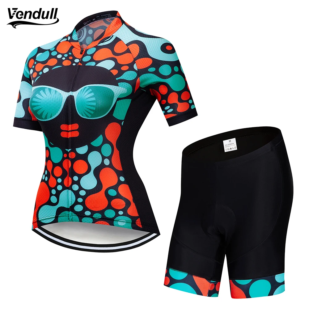 VENDULL-Pro Cycling Jerseys Set for Women, MTB Bike Clothing, Breathable Mountain Bicycle Clothes, Summer Uniform, Hot