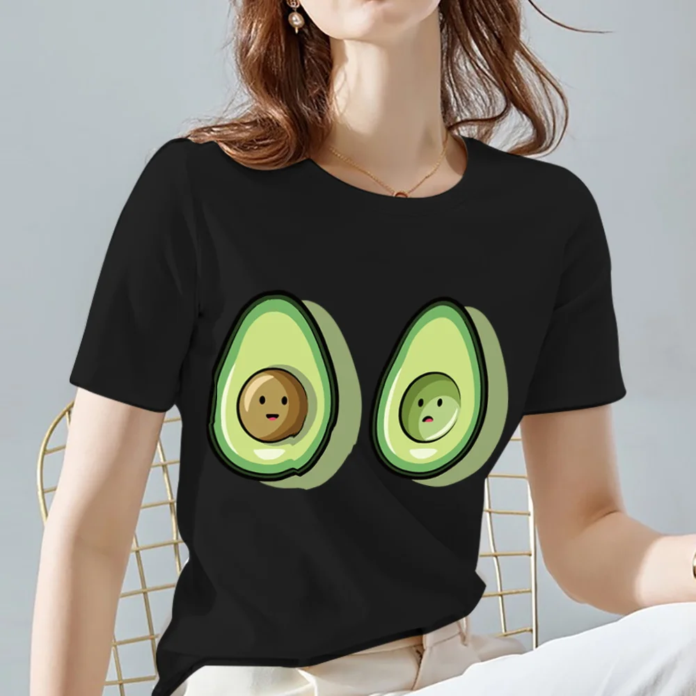 

Women's T-shirt Cartoon Avocado Series T-shirt Summer Fashion 90s Black Printed All-match Short Sleeve Commuter Breathable Top