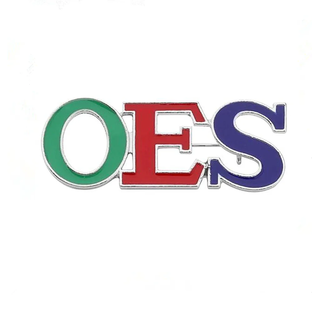 Fashion Metal Enamel Letters OES Pin Club Organization Label Order Easter Star Mason Brooch Jewelry