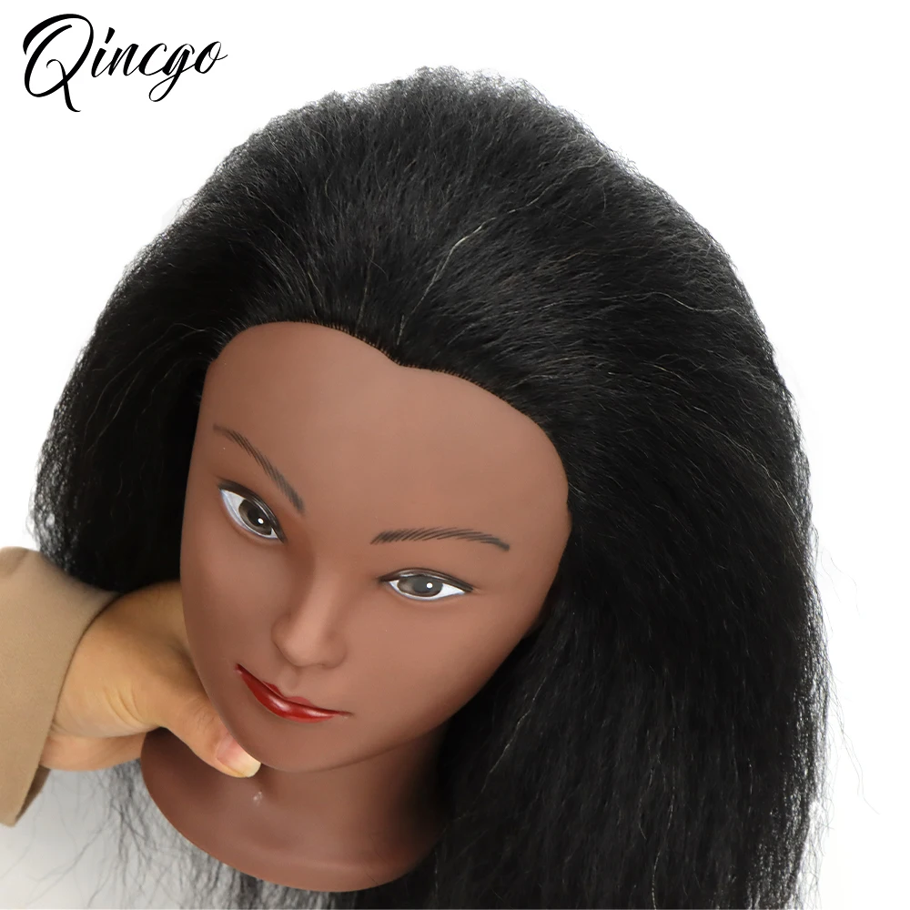 African Mannequin Training Head With Real Human Hair Manikin Cosmetology Makeup Doll Heads And Stand For Practice Braid Styling