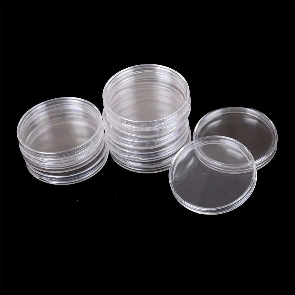 10Pcs/Lot Boxed Coin Capsules Coin Case Transparent Color 18/27/30/32/35/40mm MagiDeal