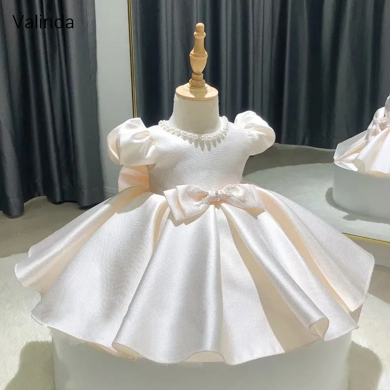 Puffed Sleeves Baby Girl Dresses Christening Baptism Dress Toddler Little Princess Formal Pageant Gowns