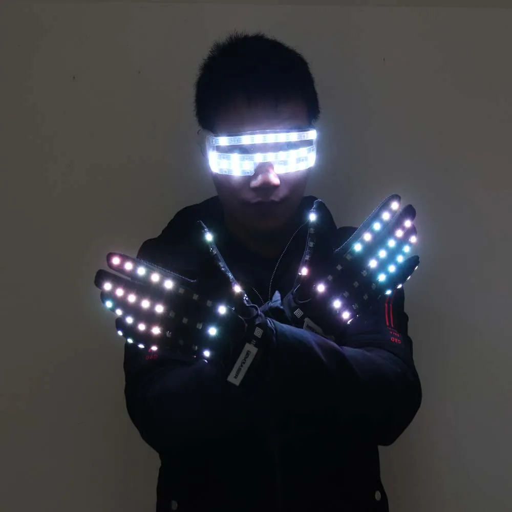 Flashing Gloves Glow 360 Mode LED Rave Light Finger Lighting Mitt Party Supplies Glowing Up Glove Glasses Party Decor