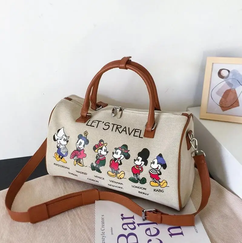 Disney Mickey cartoon canvas handbag Minnie ladies men\'s messenger bag large capacity shoulder bag