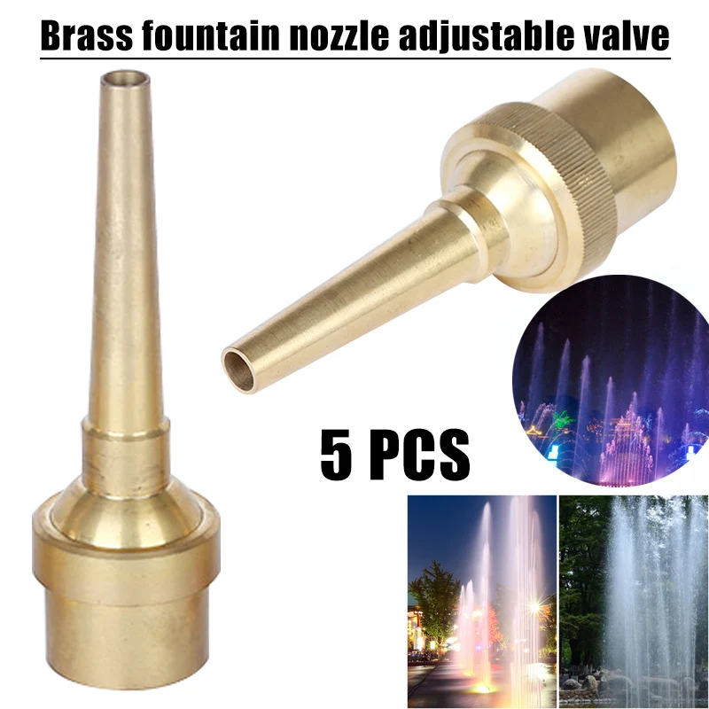 

5Pcs 1/2 Inch Brass Fountain Nozzle Adjustable Valve Control Jet Straight Fountain Nozzles Landscape Garden Fountain VC