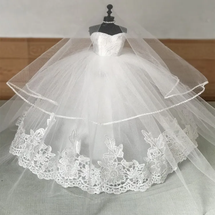 fashion handmade white luxury wedding dresses for 30 cm  princess 1/6 doll clothes gown evening dress clothing dolls accessories