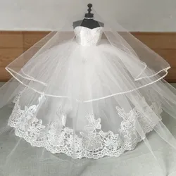fashion handmade white luxury wedding dresses for 30 cm princess 1/6 doll clothes gown evening dress clothing dolls accessories