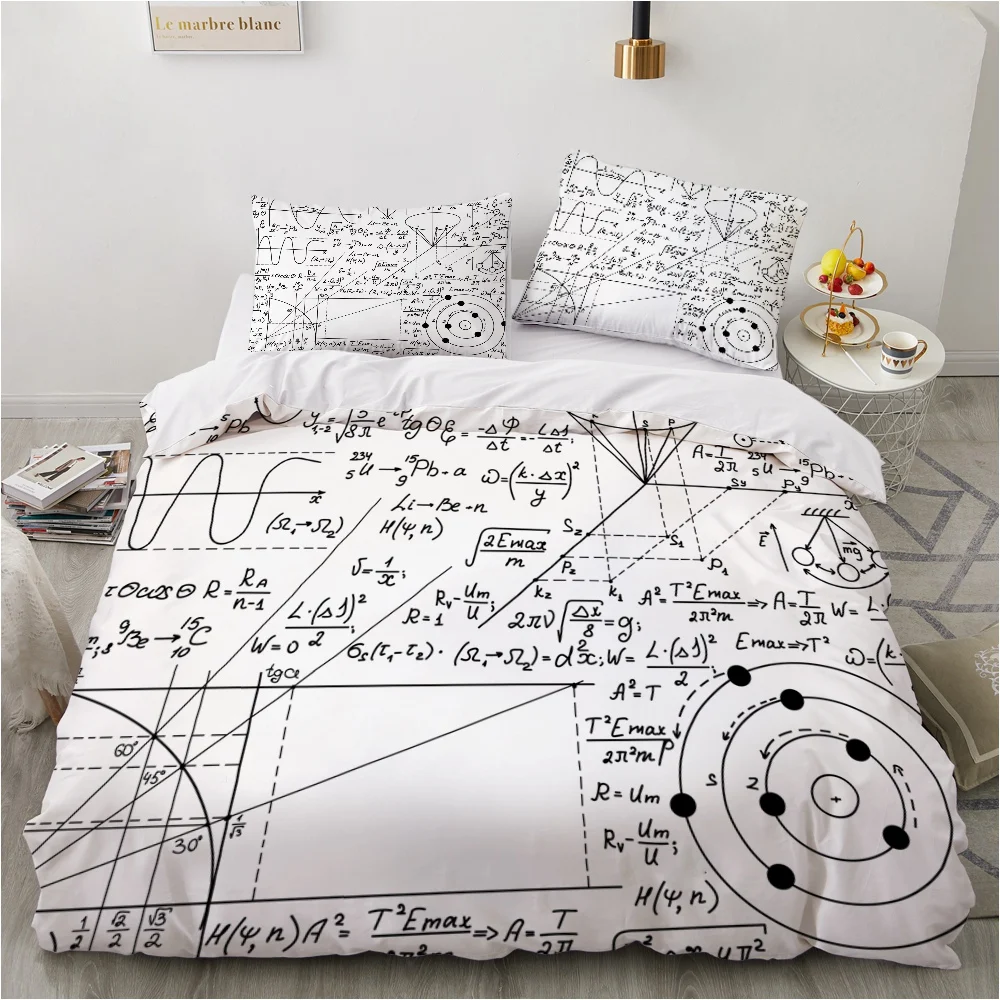 3D Geometry formula Black Bedding Set Bedlinen Single Twin Full Queen King Duvet Cover Pillowcase Adult Children Bedclothes Kids