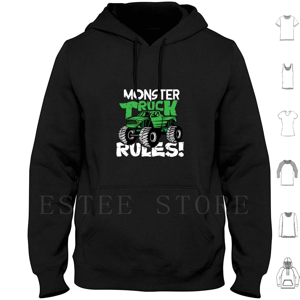 

Monster Truck Rules Hoodies Long Sleeve Truck Driving Trucker Truck Tow Truck Driving Dri Christmas Driving Funny