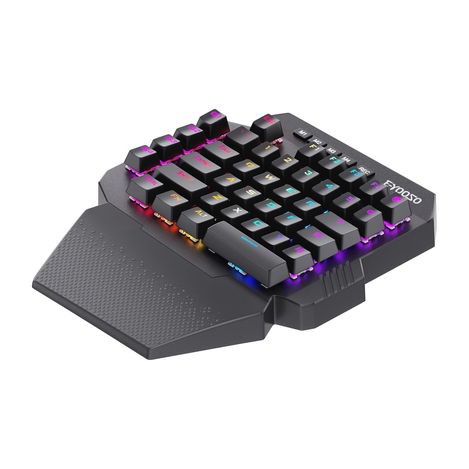 Huo ji teclado mecânico sem fio de uma mão 39 a bordo chave macro 2.4ghz rgb 40% suporte de pulso do teclado do jogo para jogos móveis