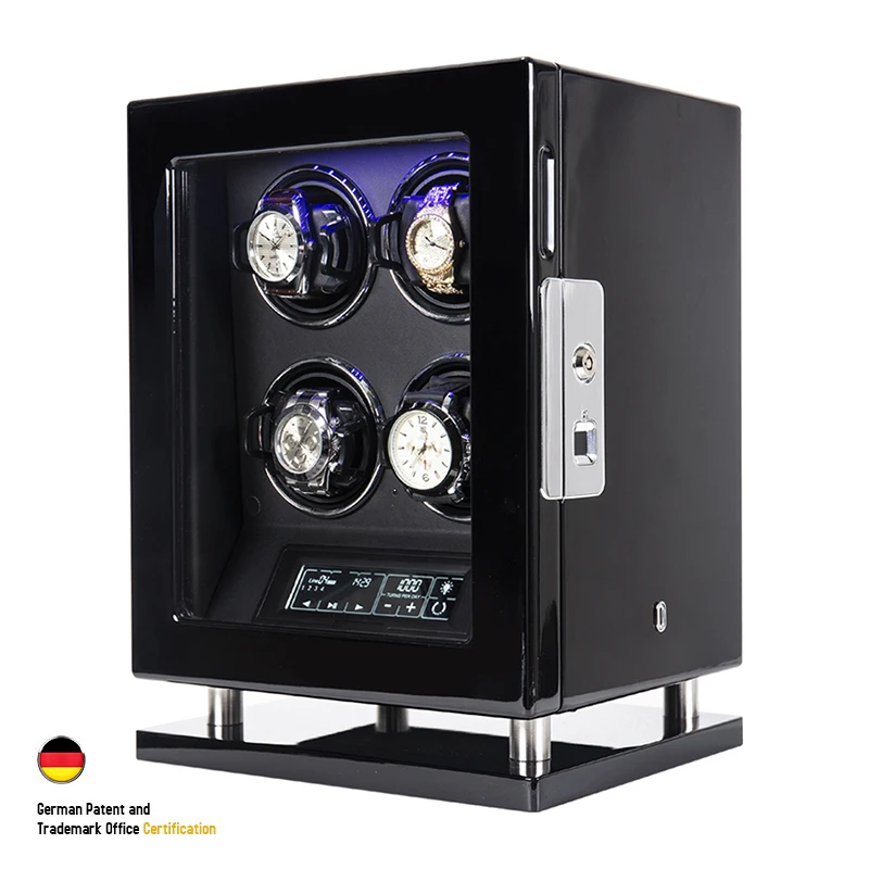 luxury Brand Automatic Watch Winder Fingerprint Unlock Watch Winding Quiet Smart Remote Control Touch Screen Watches Storage Box