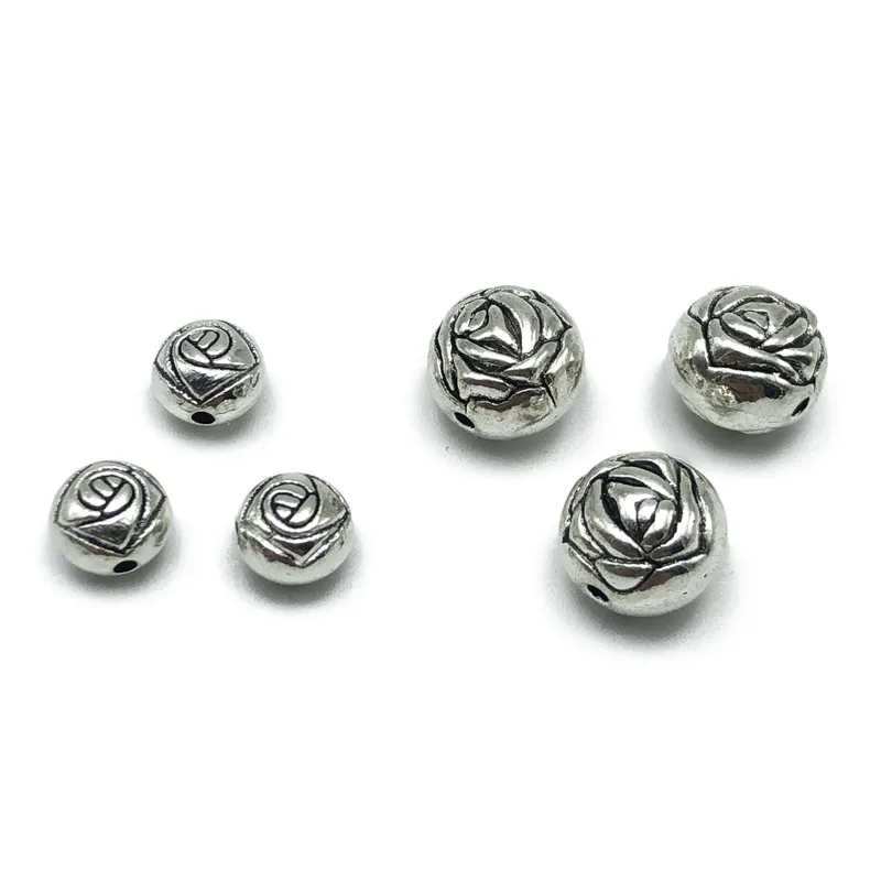 10-30pcs 7mm/10mm rose perforated metal beads spacer beads loose beads connection for jewelry making DIY handmade materials