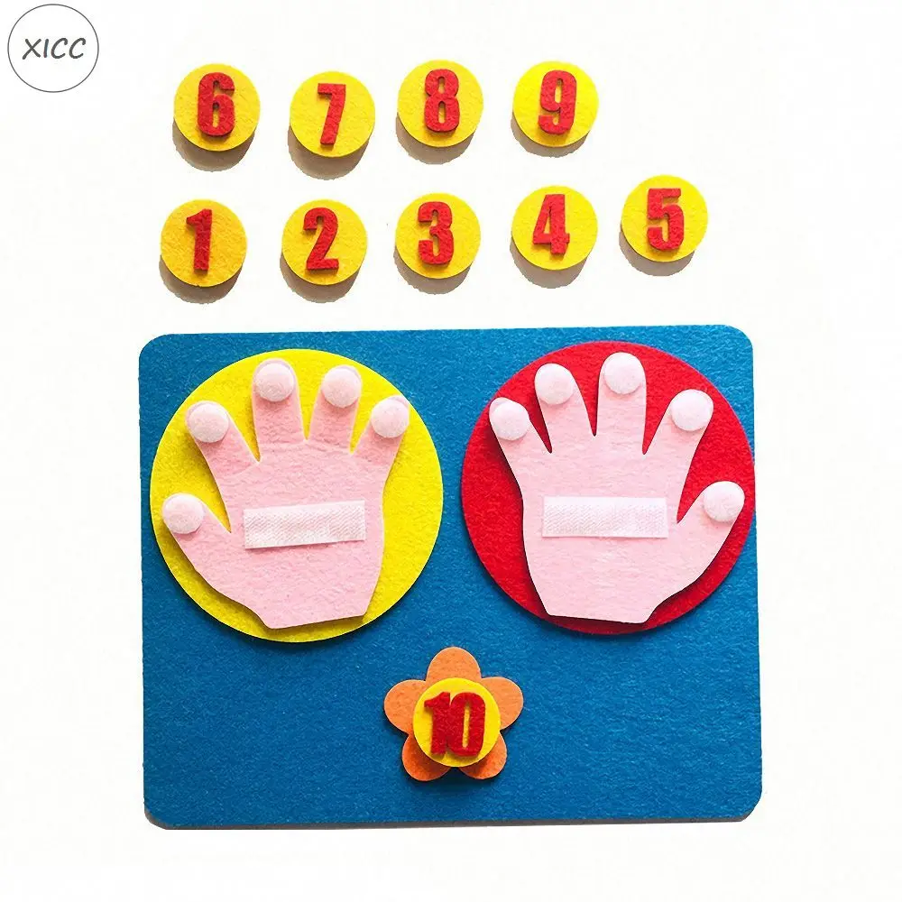 XICC Handmade Felt Finger Numbers Counting Math Toy Set Children Early Teaching Aids DIY Wool Nonwoven Digital Kindergarten Gift