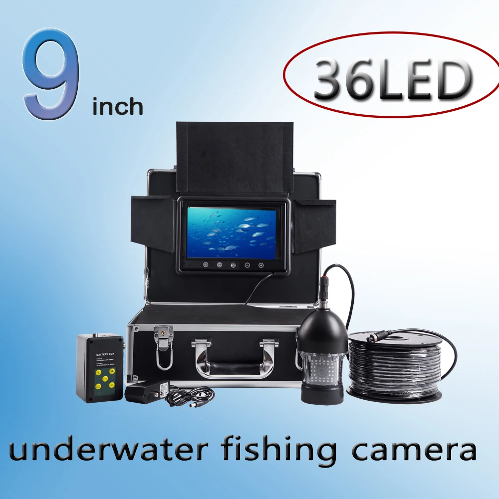 Underwater Camera for Fishing with Rotating Camera Head 36 Infrared LEDS Ice Fishing Camera F08A with 9\'\' Screen Video Recording