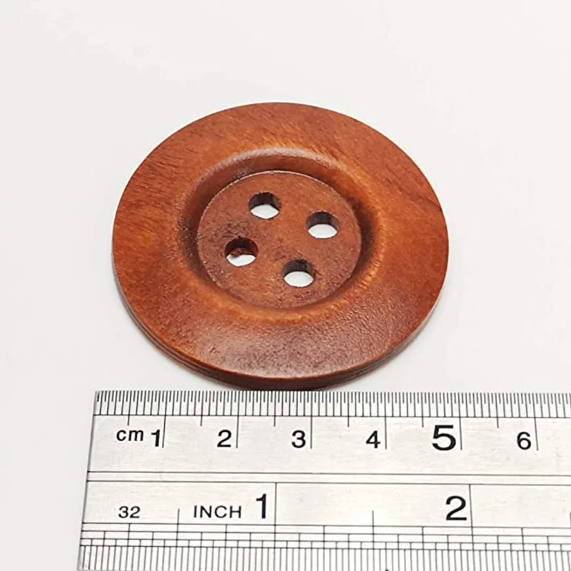 Large Size 60/50/40MM Brown Round Wood Buttons of Clothes 4 Holes Craft Sewing Button