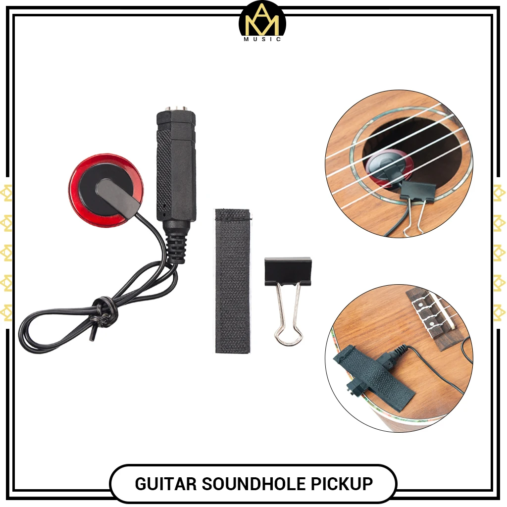 Guitar Pickup Piezo Contact Microphone Pickup Soundhole With 6.35mm Jack And Self Adhesive Buckle For Guitar Violin Banjo