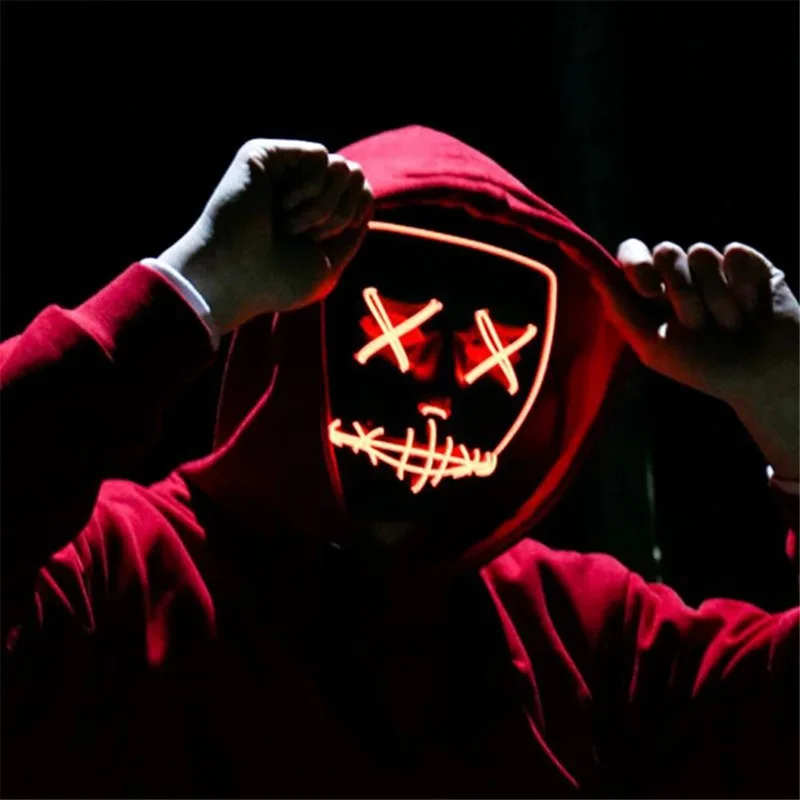 LED Halloween Maske Luminous Glow In The Dark Mascaras Halloween Party Kostüm Cosplay Masques Horror Requisiten Neon licht Maskerade