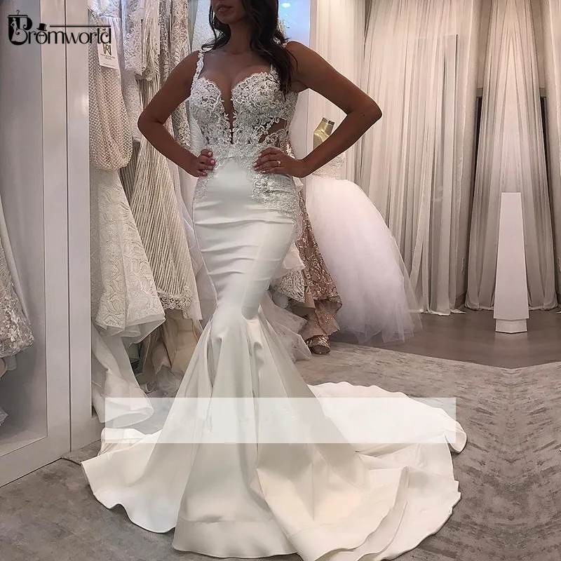 

Beautiful mariage Vestido De Noiva 2021 Wedding Dresses Mermaid Sweetheart Lace Dubai Arabic Boho Wedding Gown Ivory Bride Dress