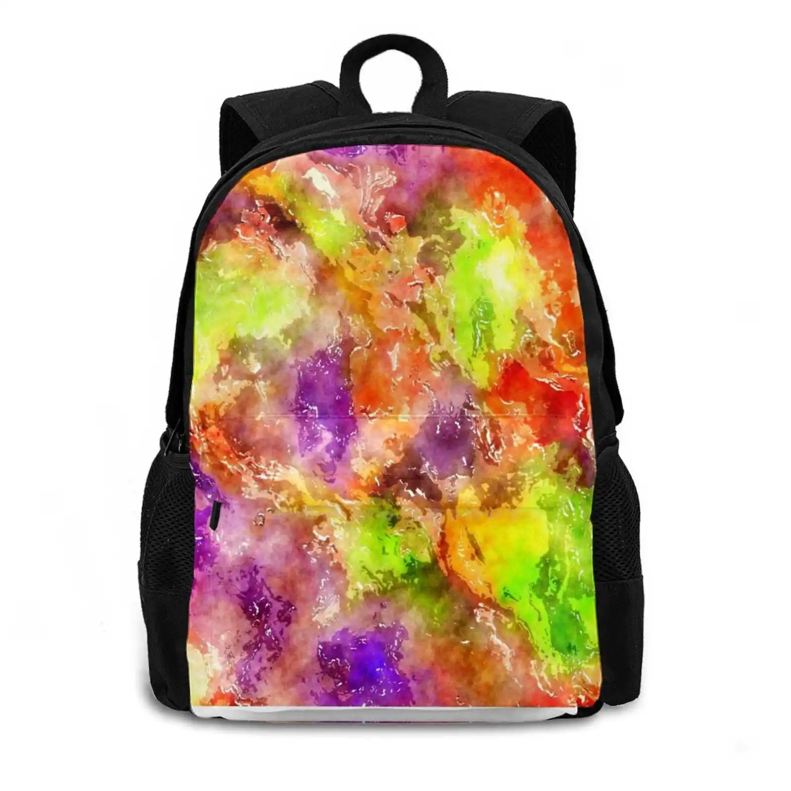 Bright Colorful Liquid Pour Stained Glass Artwork Bag Backpack For Men Women Girls Teenage Bright Colorful Liquid Pour Stained