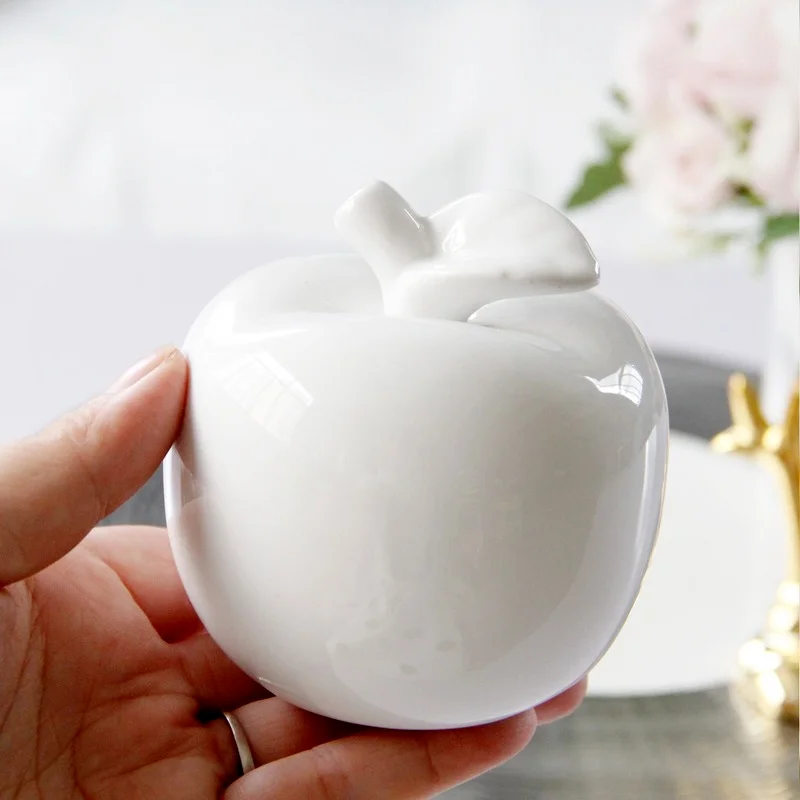 Creative Ceramic Apple Crafts White Pink Fruit Decoration Living Room Office Desktop Apple Decor Home Decoration Christmas Gift