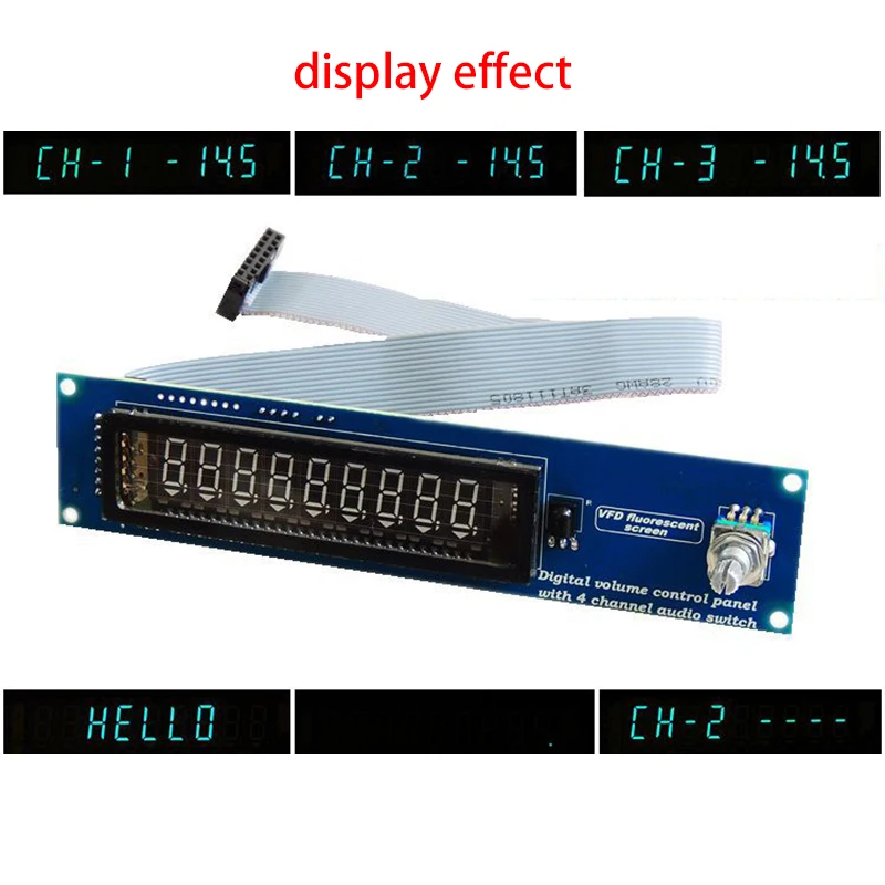 VFD Vacuum Fluorescent Display Remote Volume Board 4 Way Audio Signal Switcher Switch Selector HiFi Audio Preamplifier Board