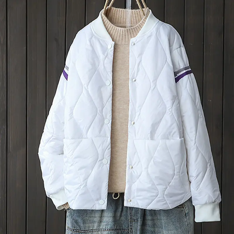 Cotton-padded clothes women's loose diamond lattice women's short jacket baseball uniform women's spring  autumn clothes