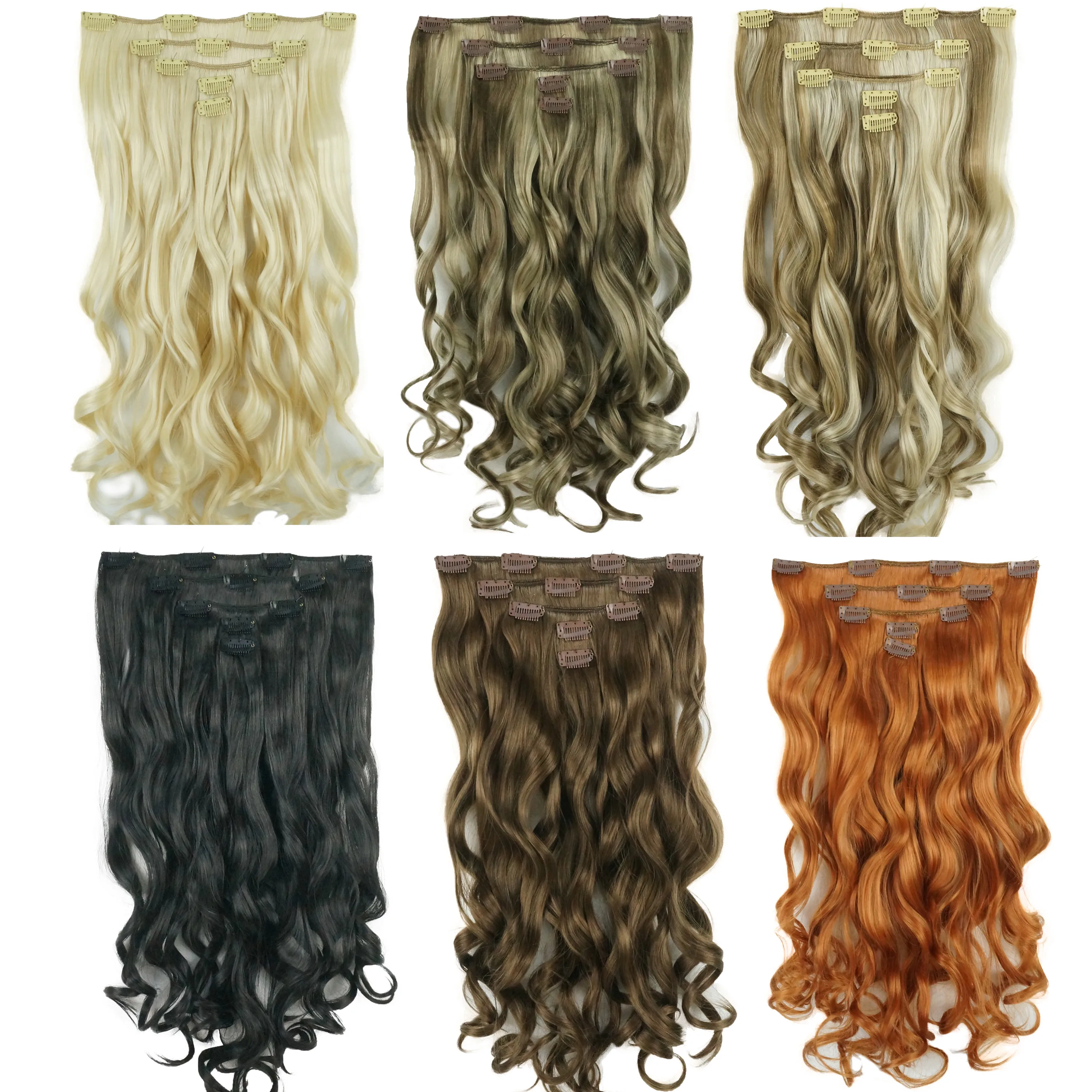 StrongBeauty Long 20inch Curly Full Head Clip in on Synthetic Hair Extensions 5pcs 170g COLOUR CHOICES