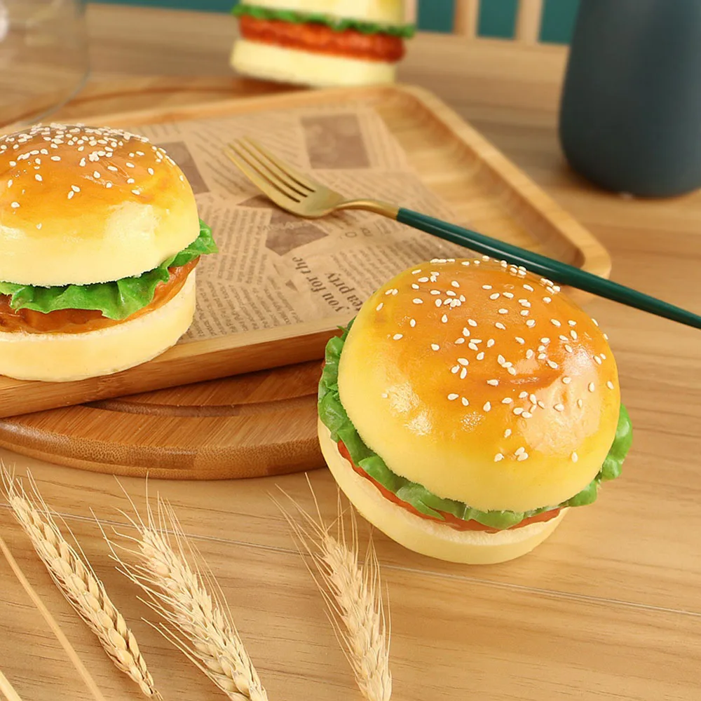 1pcs High imitation artificial hamburger model&artificial plastic fake simulated hamburger with sesame