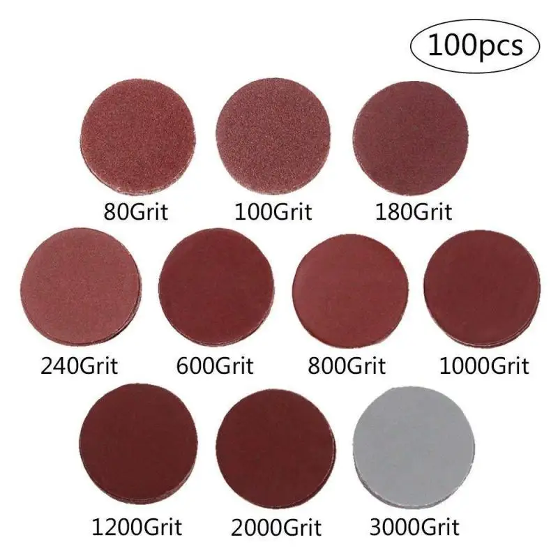 100pcs 50/75mm Sandpaper Assortment 80-3000 Grit Sanding Disc Set Cleaning Polishing Tool