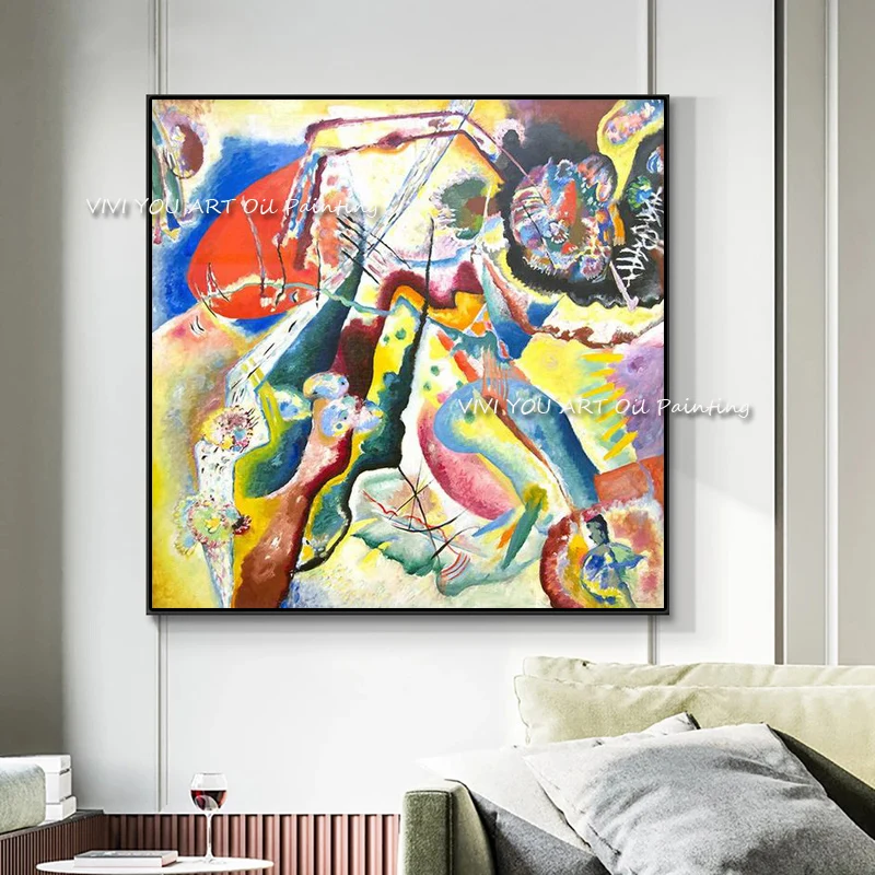 Textured Hand‑Painted Abstract Expressionist Oil Painting, Vivid Multicolor Canvas Art, Handmade Living Room Wall Decoration