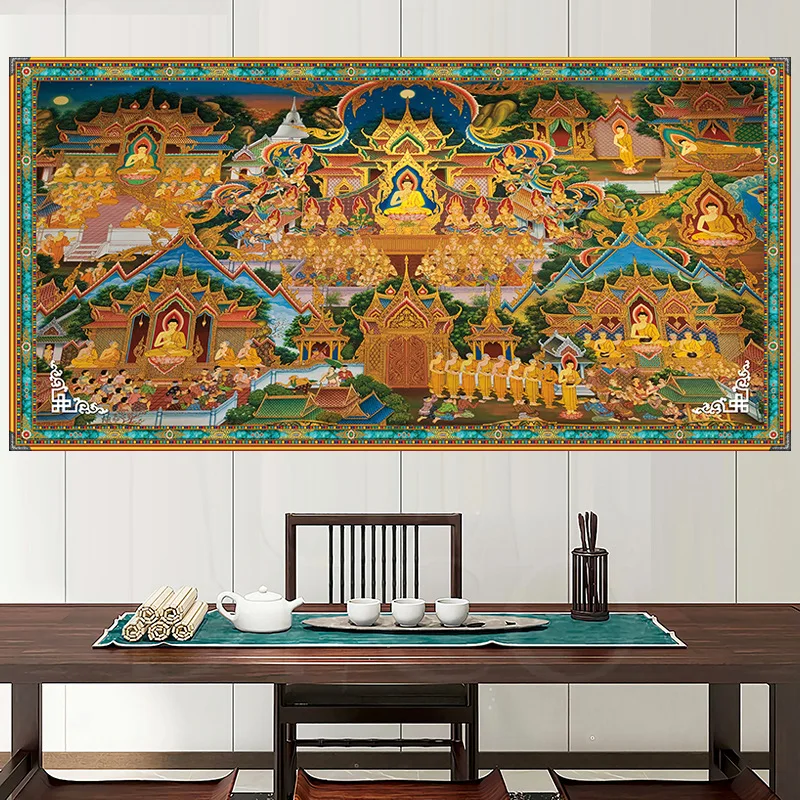 Tibetan Background Cloth Hanging Cloth Bedroom Wall Covering Tapestry Room Decorative Canvas Landscape Painting House Decoration