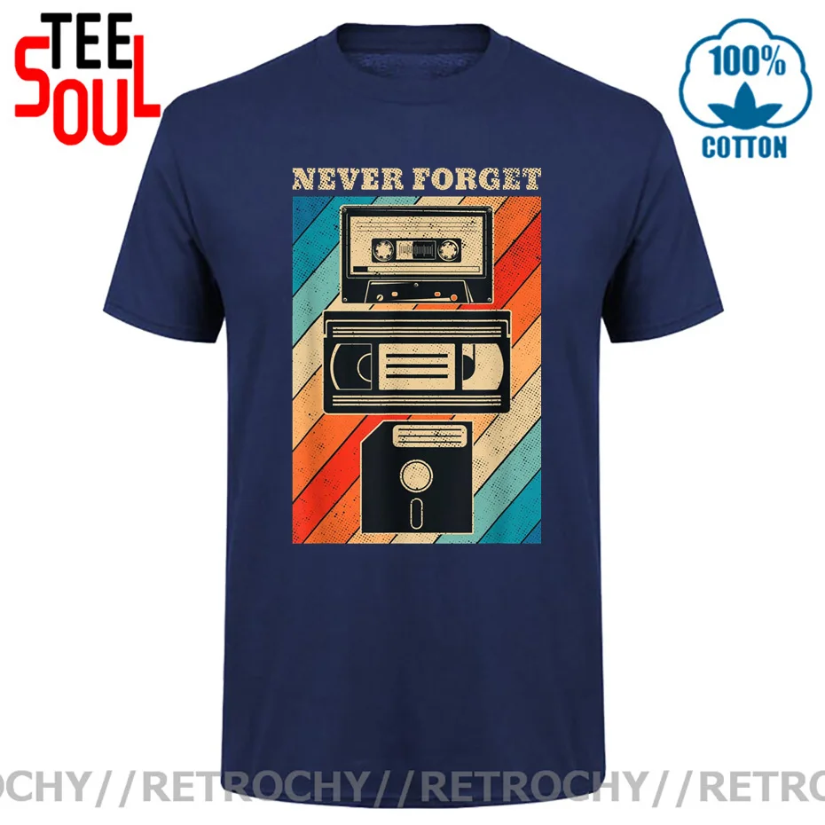 Novelty Funny Tops Never Forget Sarcastic Graphic Music T Shirt Vintage Floppy Disk VHS Tape 90s 80s Cassette T-shirt Streetwear