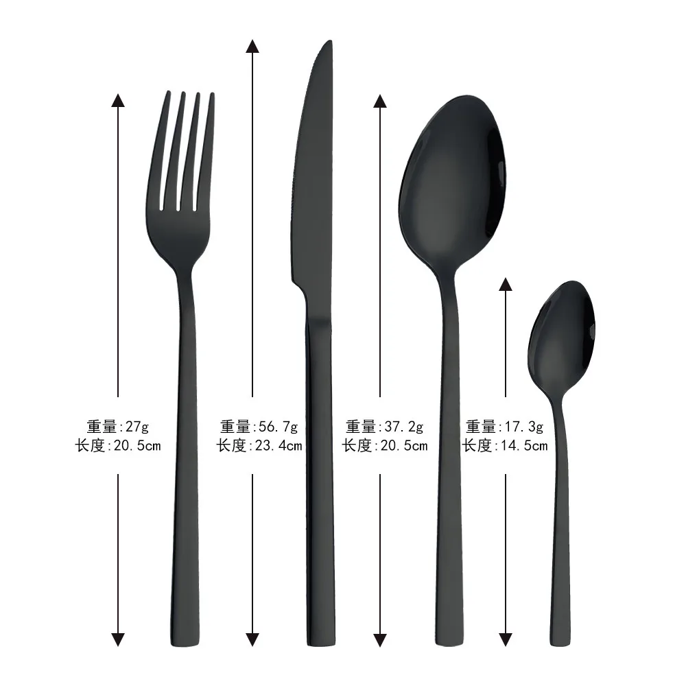 Black Cutlery Set Stainless Steel Fork Spoon Knife Set Dinnerware Set Spoon Complete Tableware Set Eco Friendly