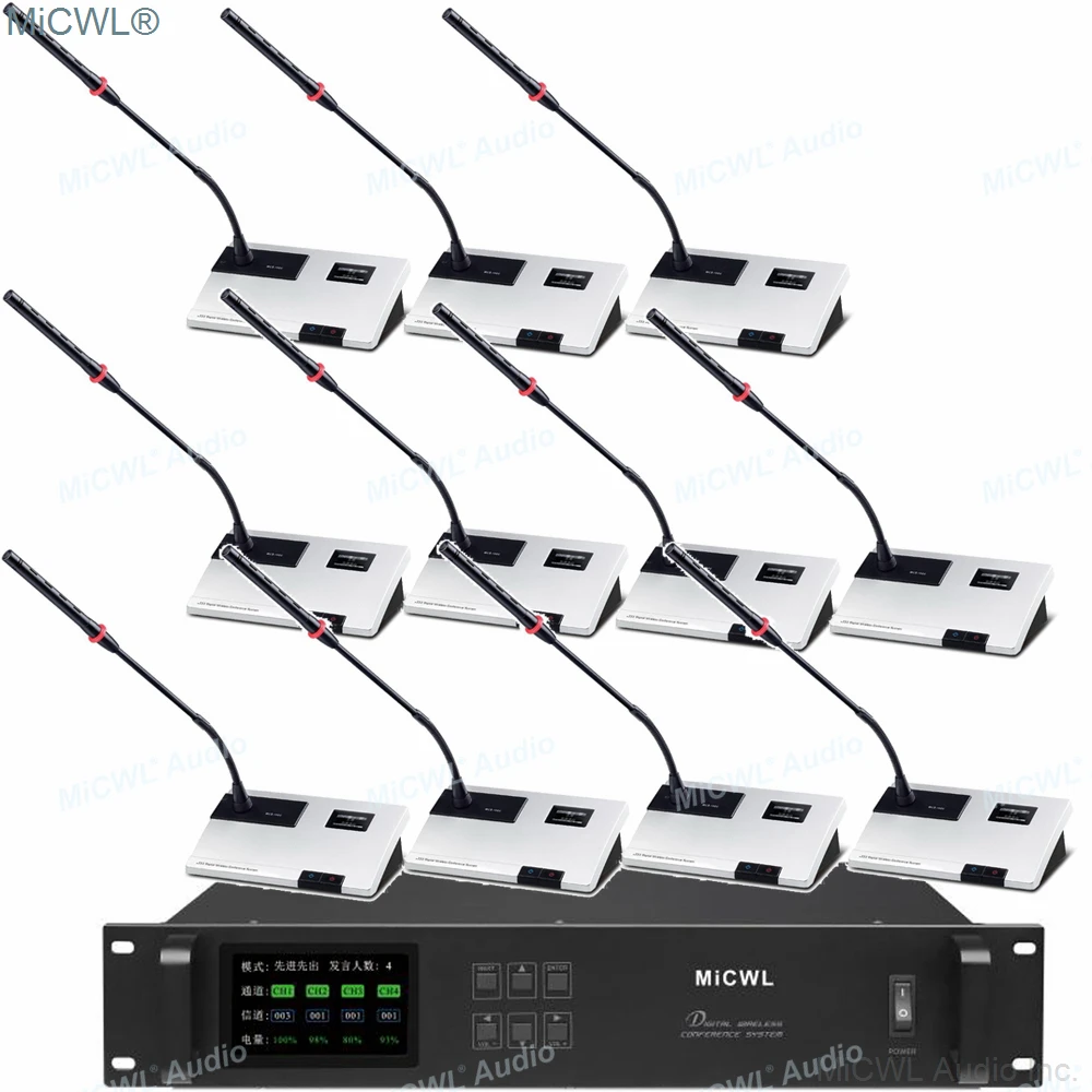 

MiCWL Digital Wireless Desktop Gooseneck Conference Microphone System Professional Meeting Room President Delegate LED System