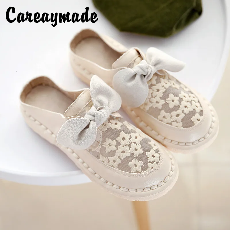 Careaymade-Small fresh sweet bow slippers Daisy literature and art  women's shoes summer comfortable students cool girl