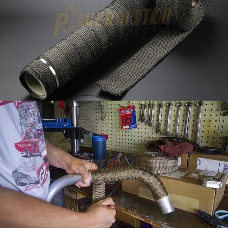 Motorcycle Exhaust Heat Shield Thermal Tape Heat Wrap Fiberglass With Stainless Ties for Motocross ATV 2.5cm*5M Protection Moto