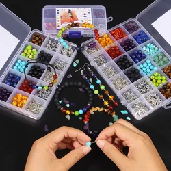 Natural 7 Chakra Jewelry DIY Handmade Bead Kit 8MM Round Stone Beads With Tool Kit for DIY Craft Bracelet Jewelry Making Supply