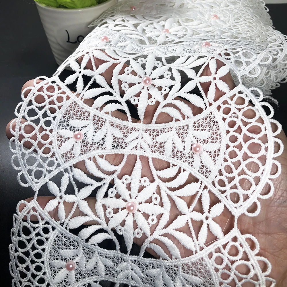 10yard 16.3cm 3d Lace Fabric With Pink Bead Diy Arts Net Ribbon Wedding Sewing Trim Dress Decoration Skirt Clothes Accessories