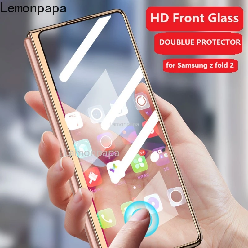 Tempered Glass Case for Samsung Galaxy Z Fold 2 5G Cover All-inclusive Luxury HD Front Glass Shell for Samsung Z Fold 2 Case