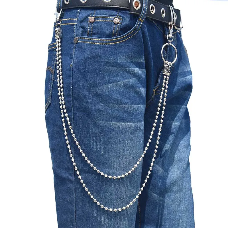 

Rock Punk Trousers Pant Jean Keychain Long Metal Wallet Belt Chain Ring Men's HipHop Keyring Jewelry