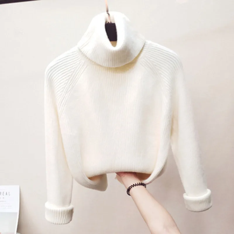 2024 Fashion Fall/Winter Turtleneck Sweater Ladies Thicken Warm Loose Long Sleeve Knit Bottoming Pullover Women Solid Casual Top