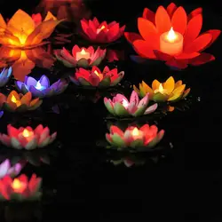 Floating Lotus Light Pool Outdoor Garden Water Flower LED Lamp Lights Electronic Candle Night Lamp Landscape Decor