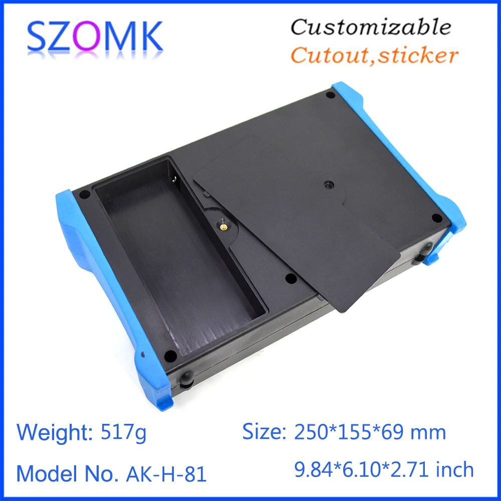 1Piece 250*155*69mm szomk handheld plastic instrument housing junction box with battery holder electronics device box