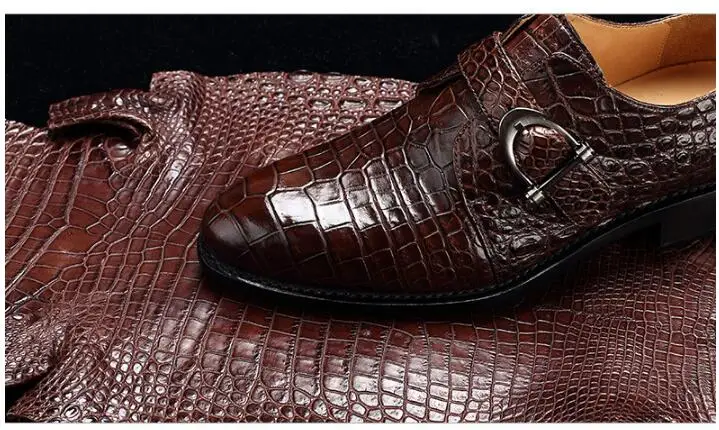 2021 new design 100% real genuine crocodile skin alligator leather men business shoe cow skin lining offcial male shoe brown