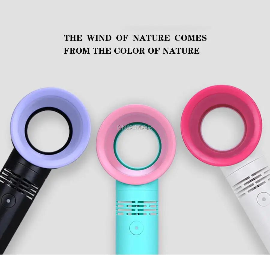 

Portable Fan USB Rechargeable Portable Bladeless Fan Handheld Mini Cooler No Leaf Handy Fan With 3 Fan Speed Level LED Indicator