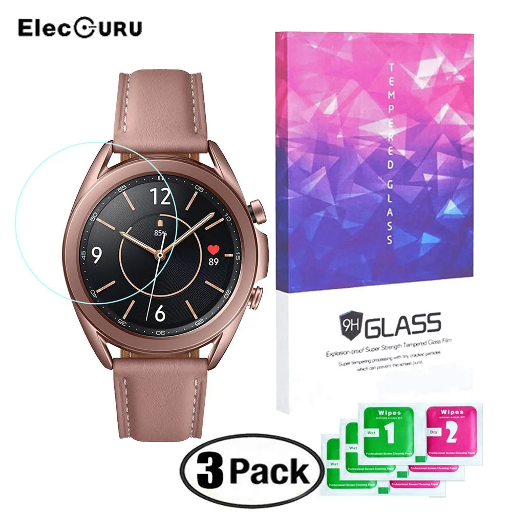 

3Pcs Tempered Glass For Samsung Galaxy Watch 3 41mm 45mm Screen Protector Full Coverage HD Clear Anti-Scratch Protective Film