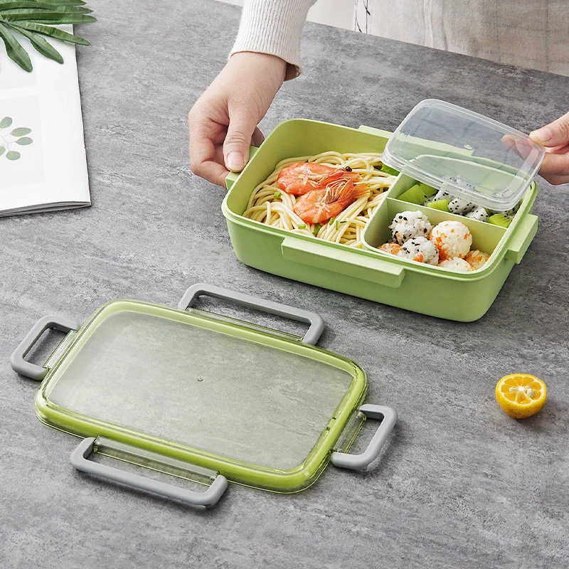 Brown/Green/Pink Lunch Box Bamboo Fiber Material Portable Bento Box Microwaveble Food Storage Container For Office Children
